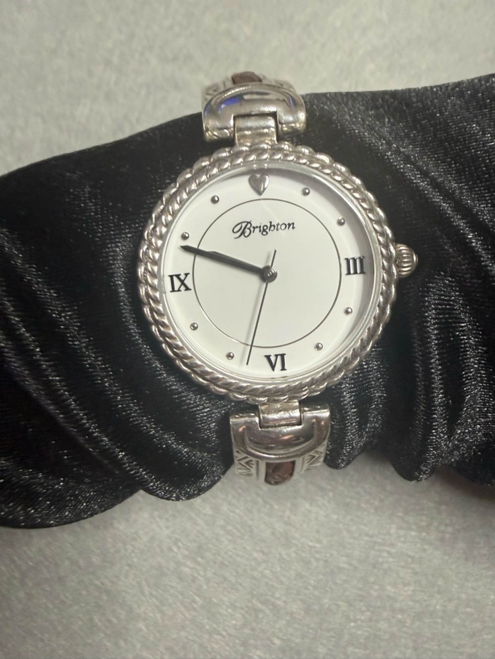 Brighton Watch Capistrano Silver Toned Brown Leather Braided Inlay Southwestern - Picture 4 of 15